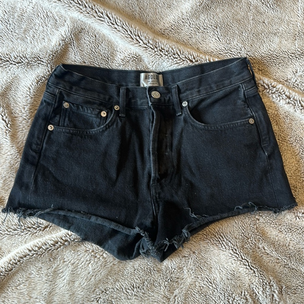 Agolde Parker Black Denim Shorts